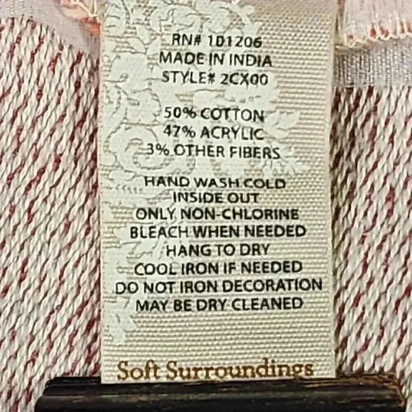 Soft Surrondings Women's Meca Tunic XS Pockets Coral/Lavender Stripes Tassel Zip - Picture 8 of 14